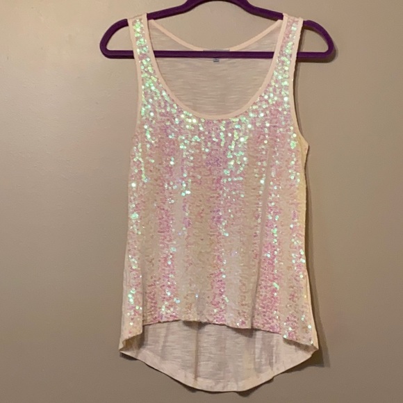 Charlotte Russe Tops - Charlotte Russe Pink Sequin Front Top, Medium